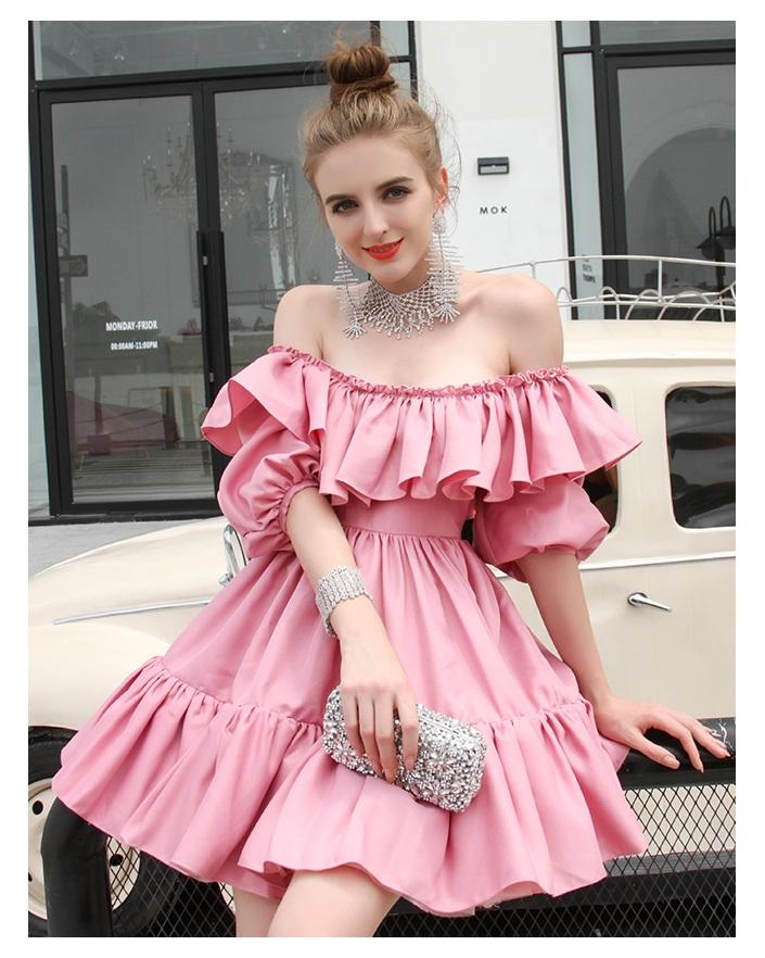 Illustrative example of women's light pink off shoulder dress for roleplay