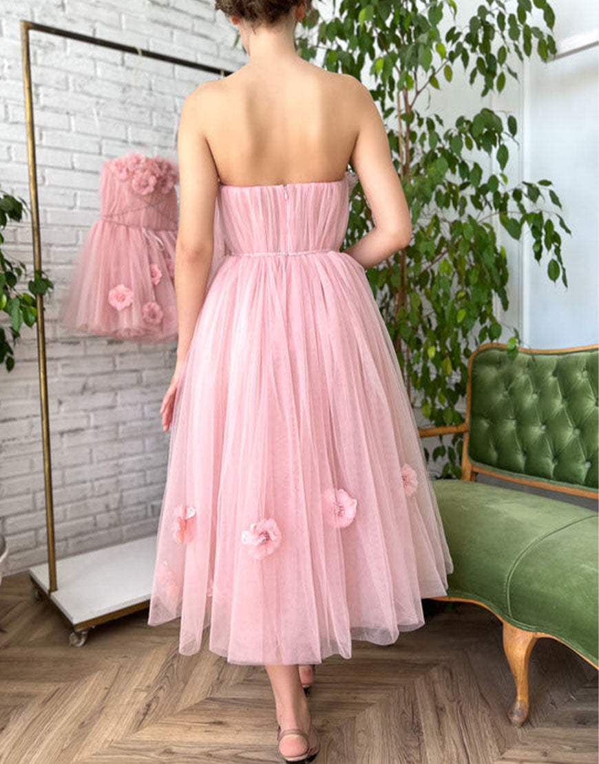 Illustrative example of women's light pink strapless dress for roleplay