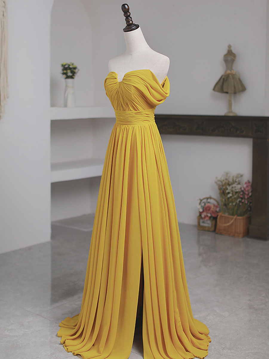 Illustrative example of yellow grad dress