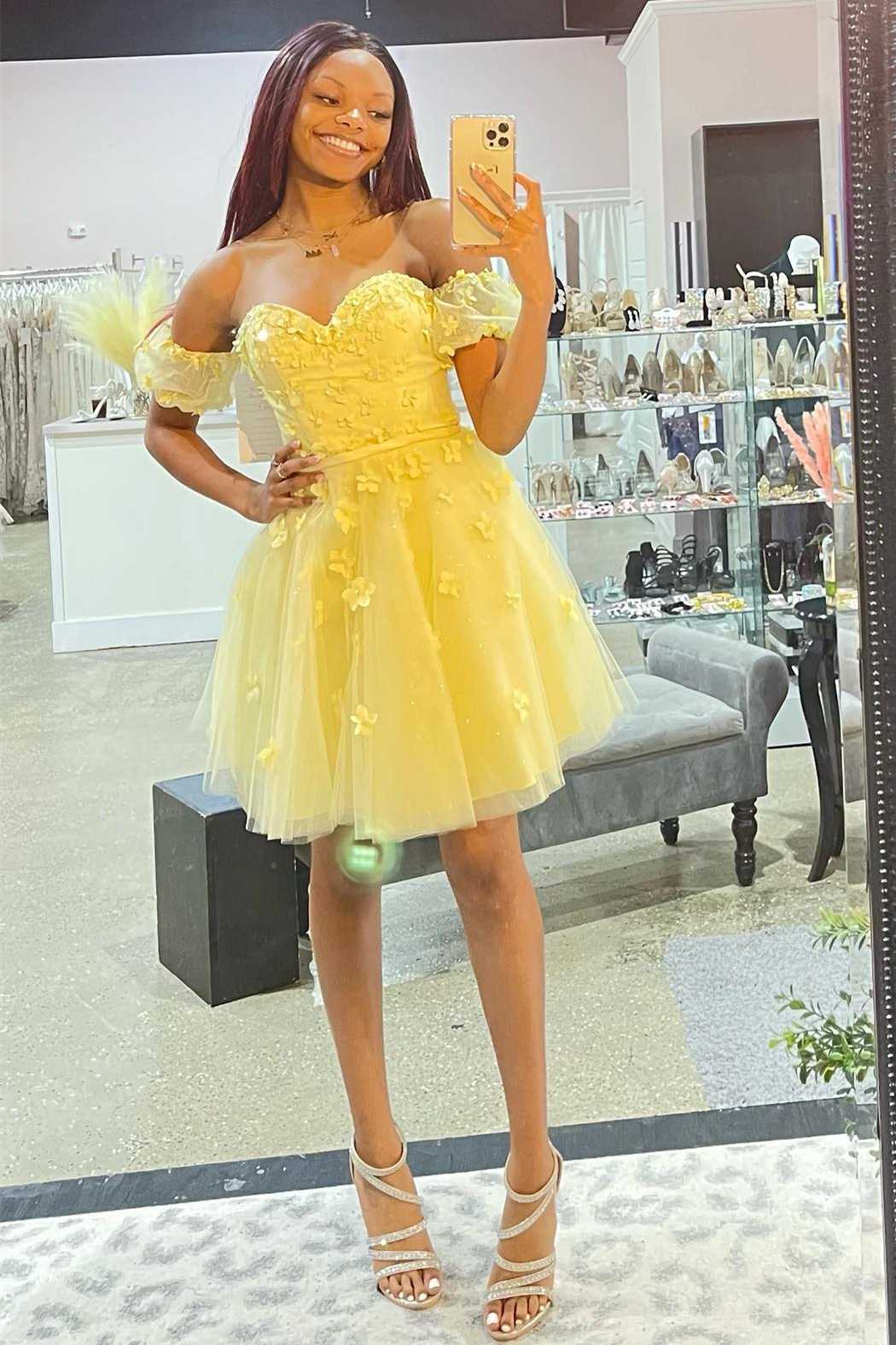 Illustrative example of yellow hoco dress