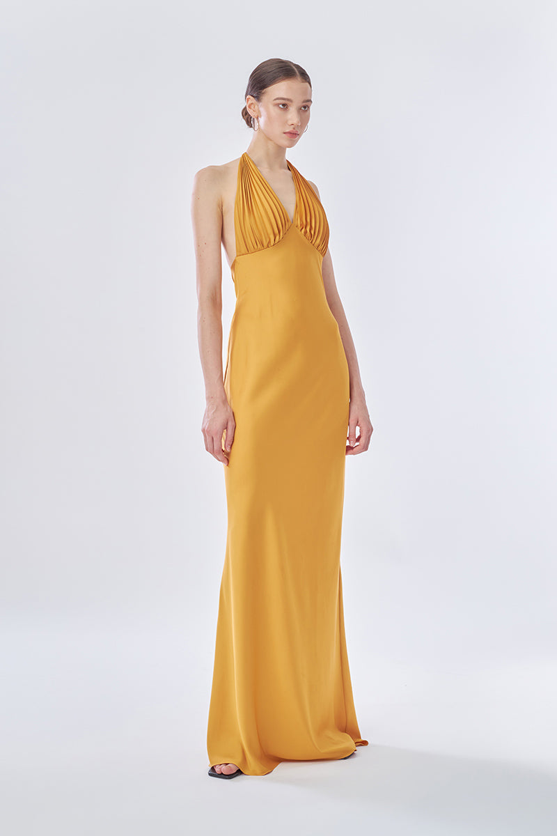 Illustrative example of yellow maxi dress