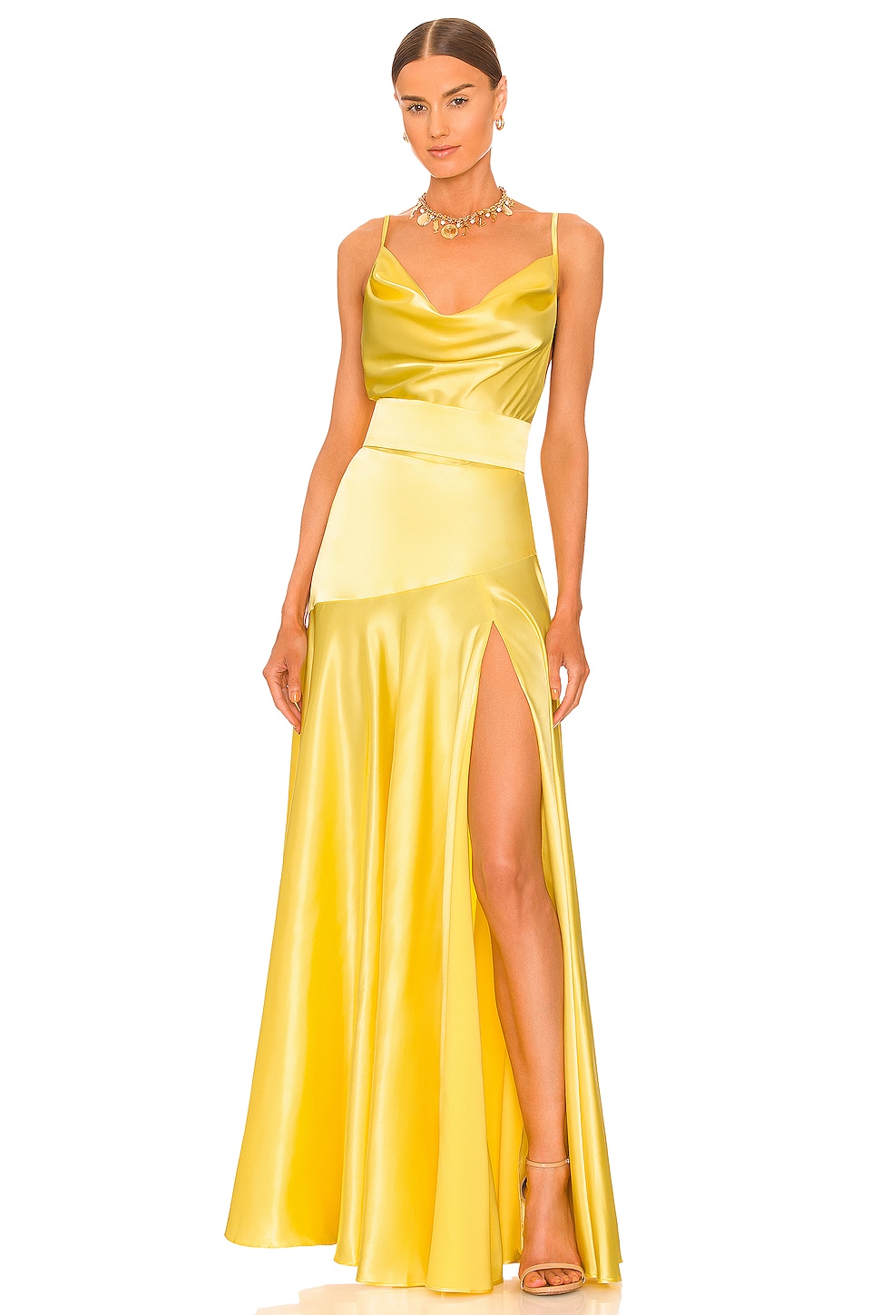 Illustrative example of yellow maxi dress