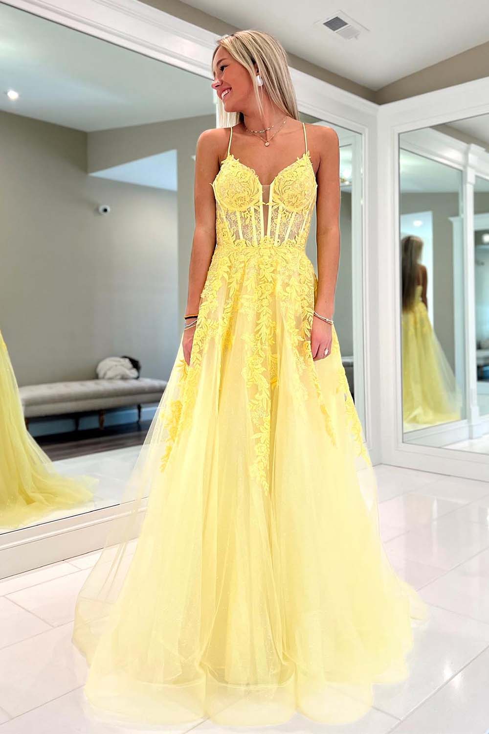 Illustrative example of yellow prom dress