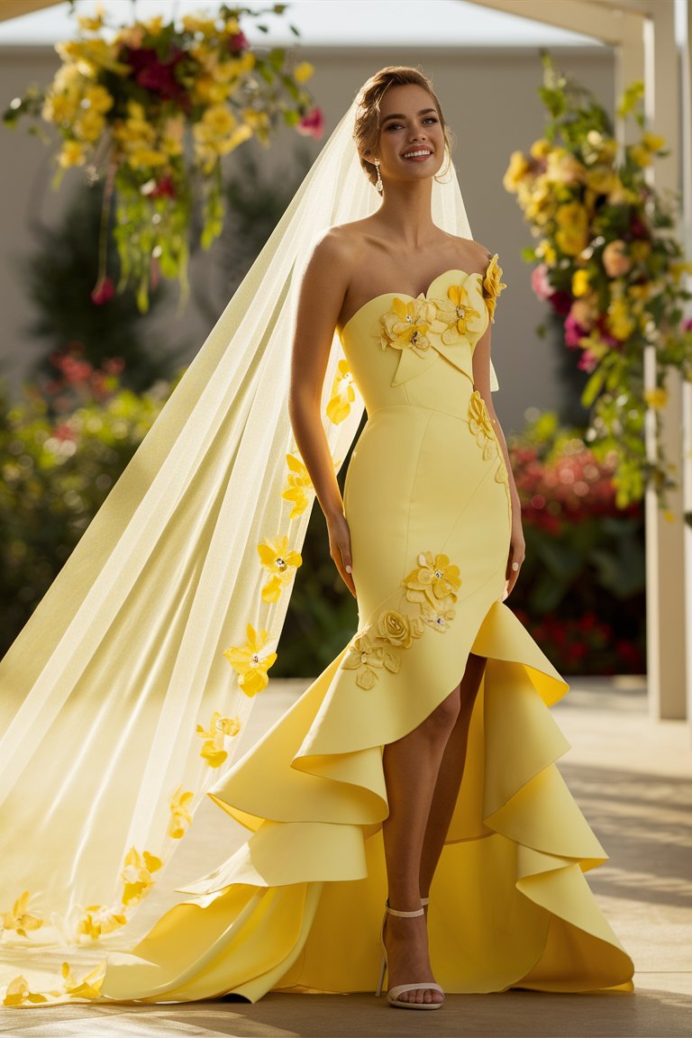 Illustrative example of yellow wedding dress