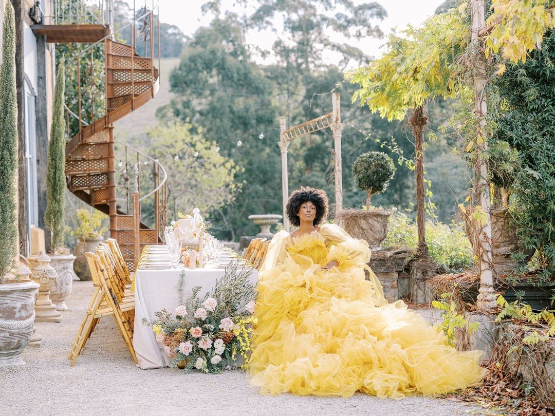 Illustrative example of yellow wedding dress