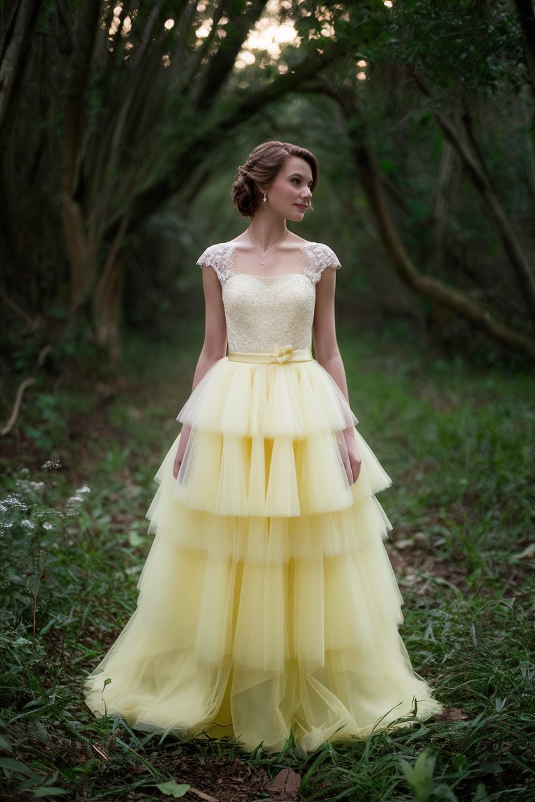 Illustrative example of yellow wedding dress