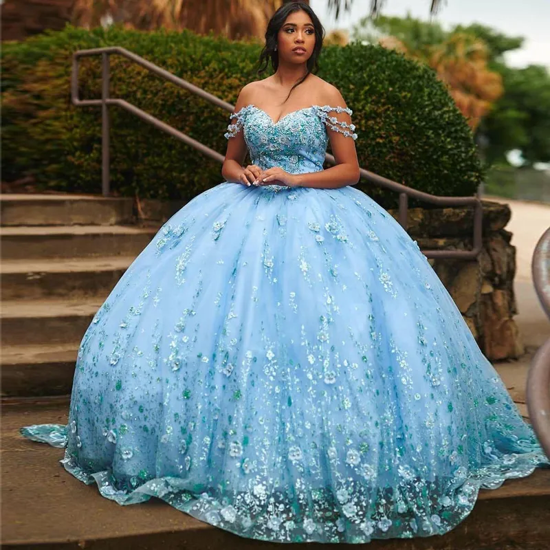 Illustrative example of light blue quinceanera dresses from Google Search