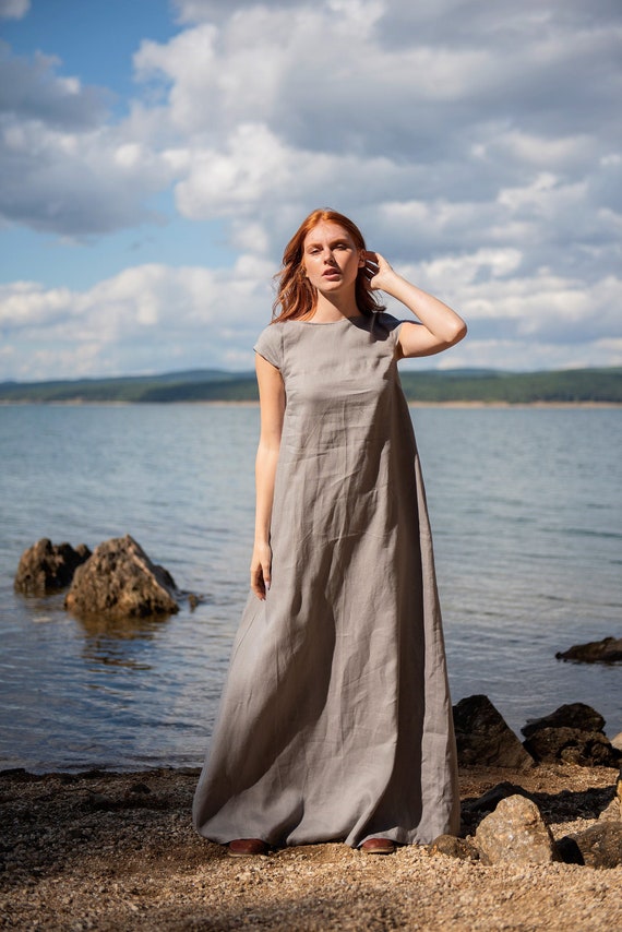 Illustrative example of long linen dress from Google Search