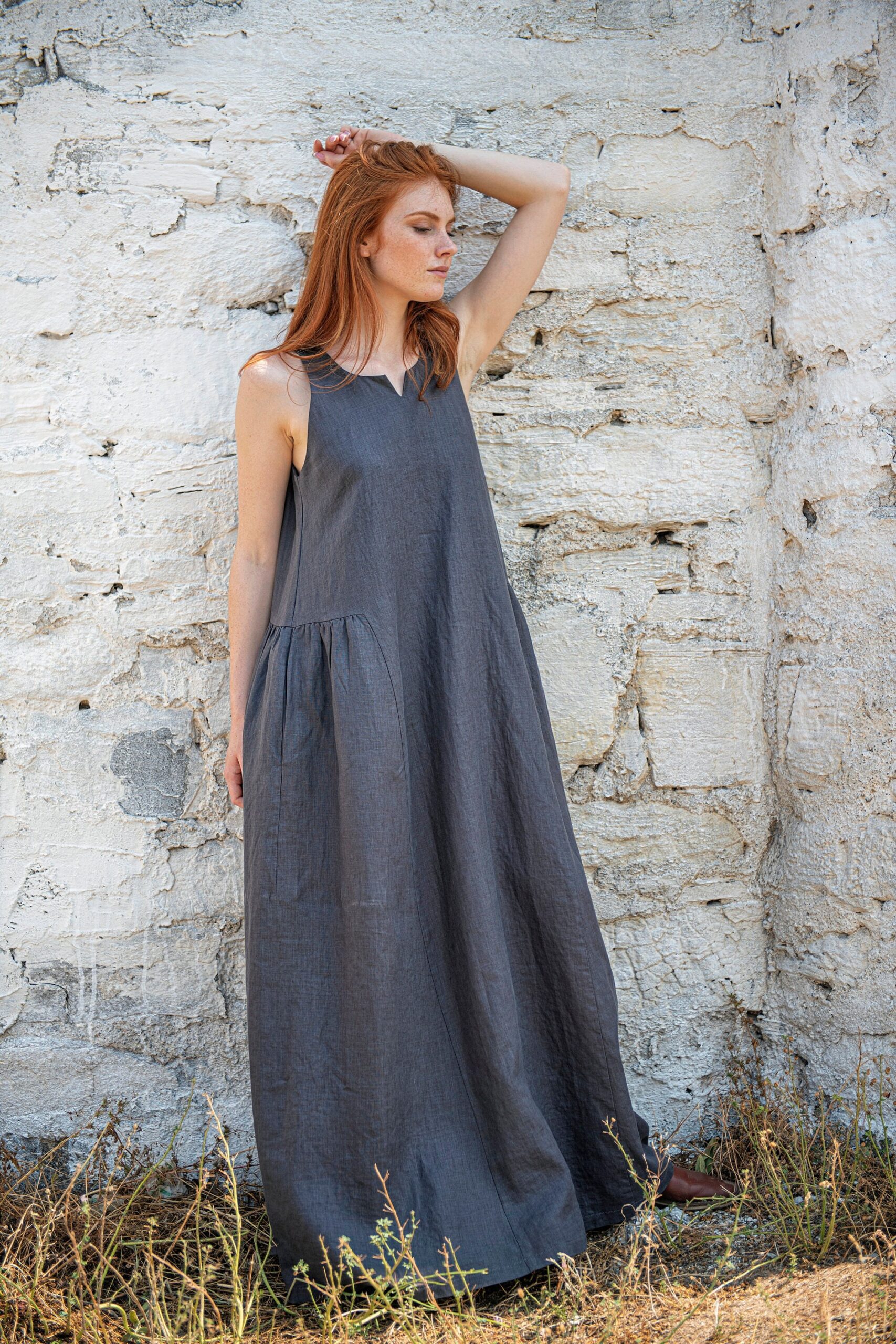 Illustrative example of long linen dress from Google Search