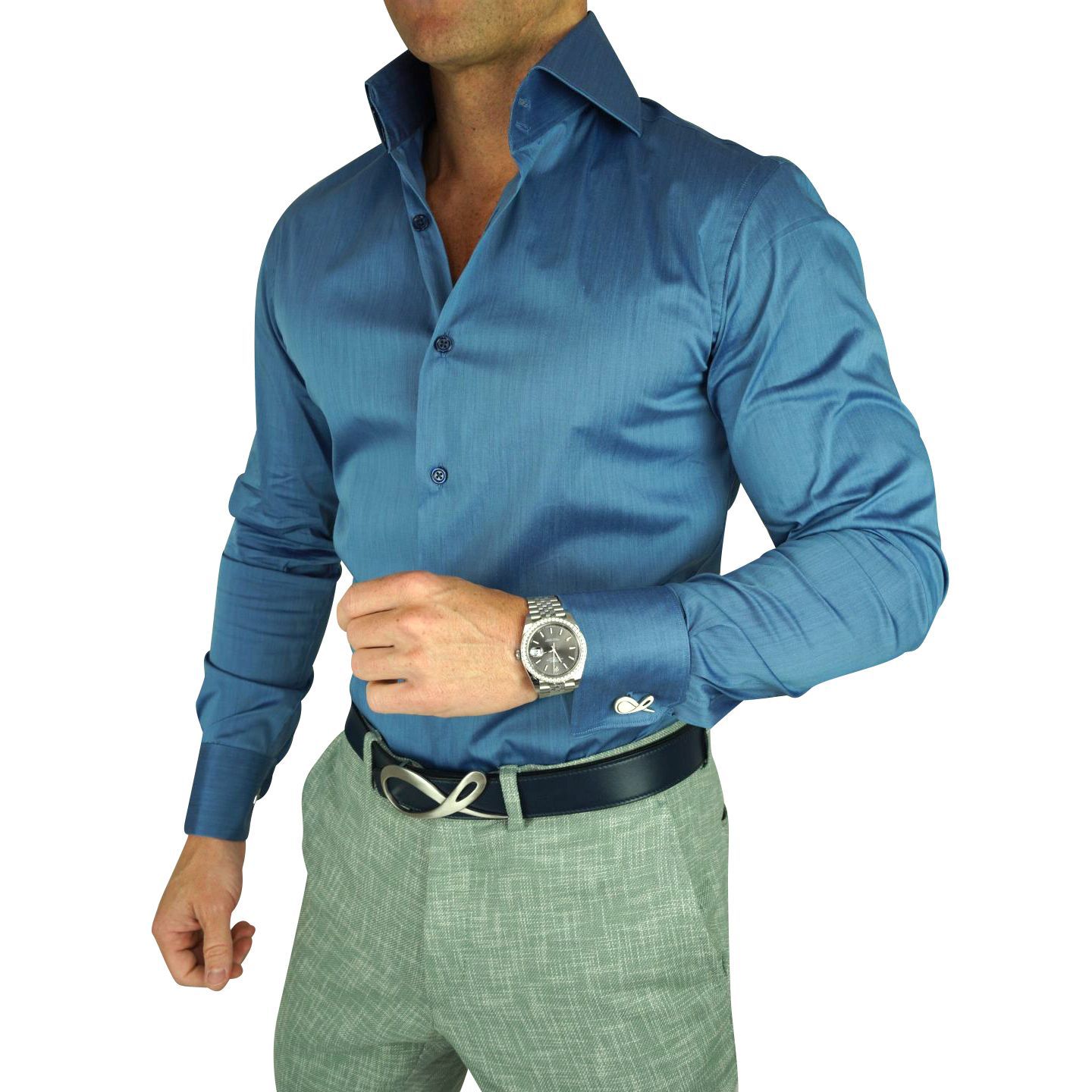 Illustrative example of mens blue dress shirt from Google Search