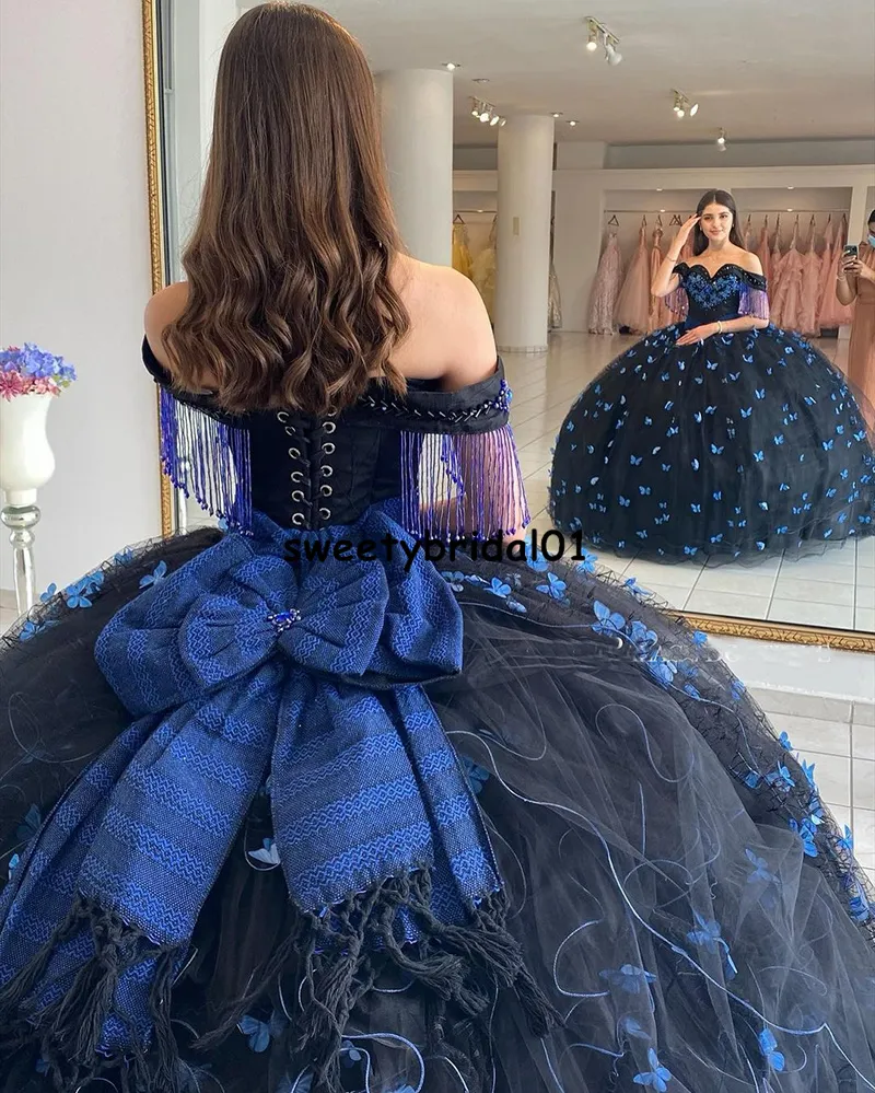 Illustrative example of navy blue quinceanera dresses from Google Search