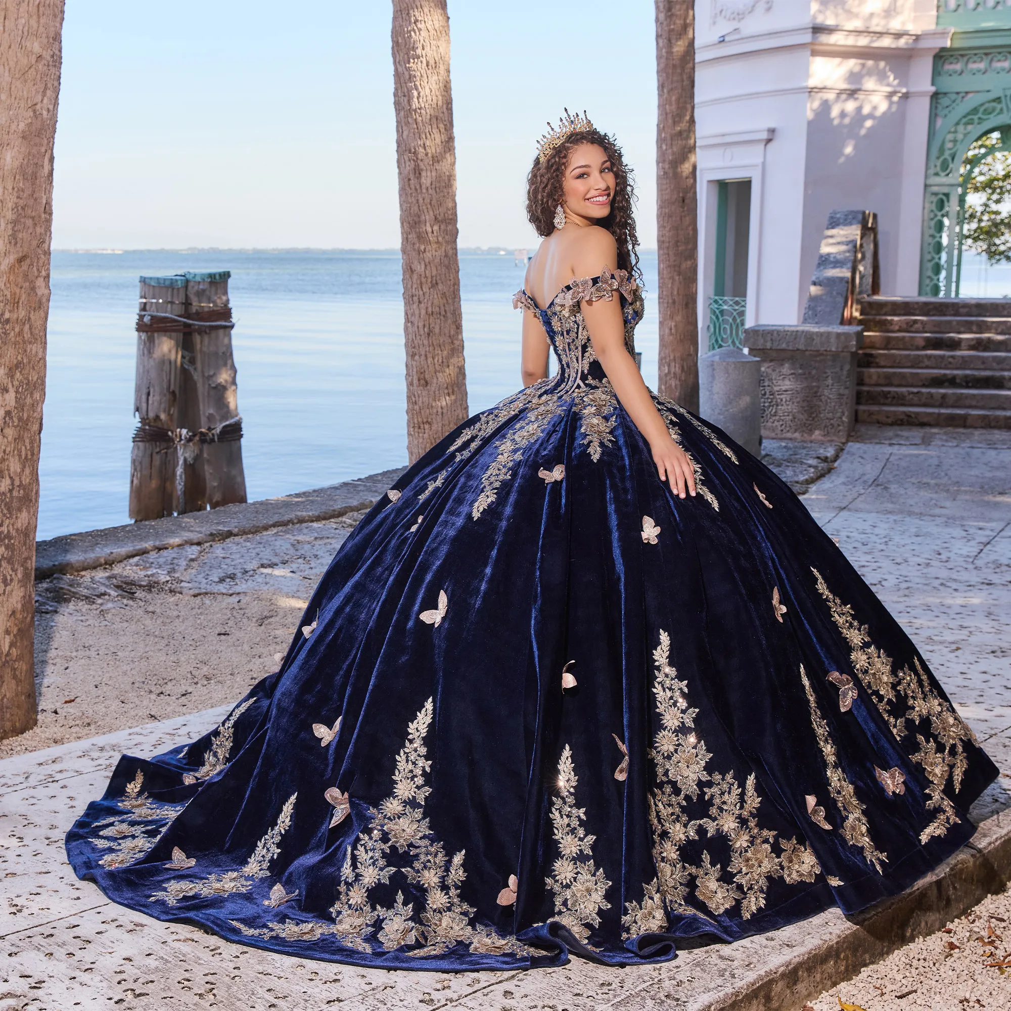 Illustrative example of navy blue quinceanera dresses from Google Search