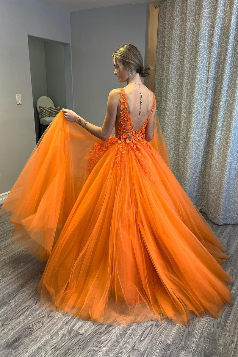 Illustrative example of orange long dress from Google Search