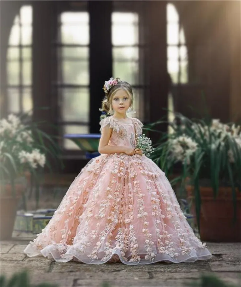 Illustrative example of pink flower girl dresses from Google Search