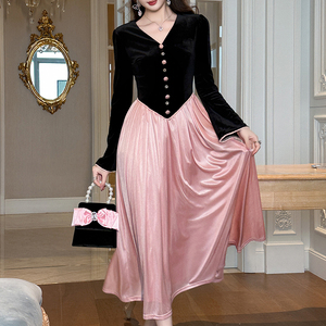 Illustrative example of pink velvet dress from Google Search