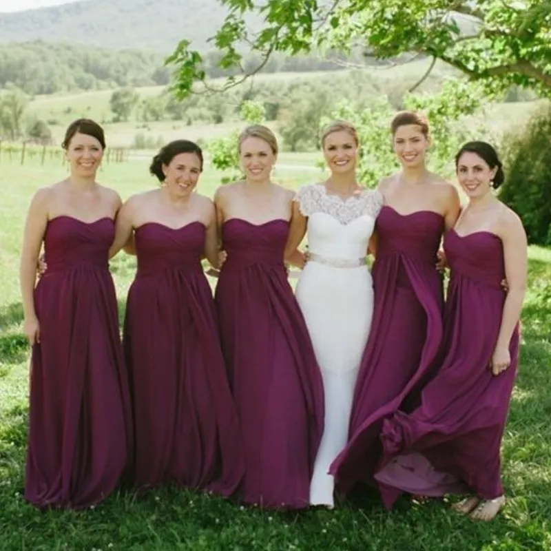 Illustrative example of plum bridesmaid dresses from Google Search