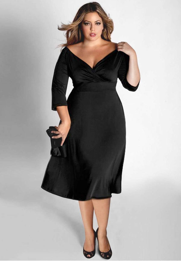 Illustrative example of plus size little black dress from Google Search