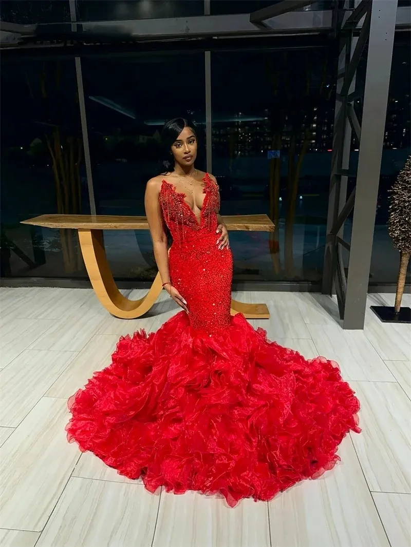 Illustrative example of red sparkly prom dress from Google Search