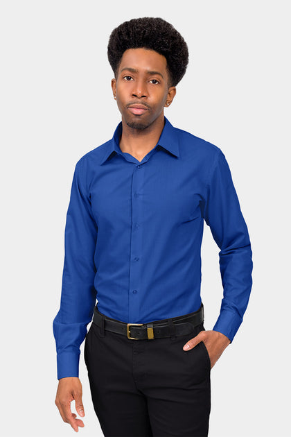 Illustrative example of royal blue dress shirt from Google Search