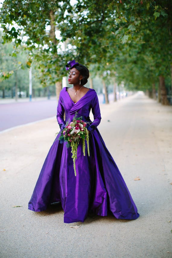 Illustrative example of royal purple dress from Google Search
