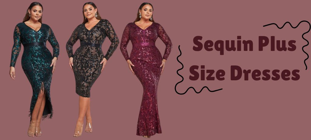 Illustrative example of sequin plus size dress from Google Search