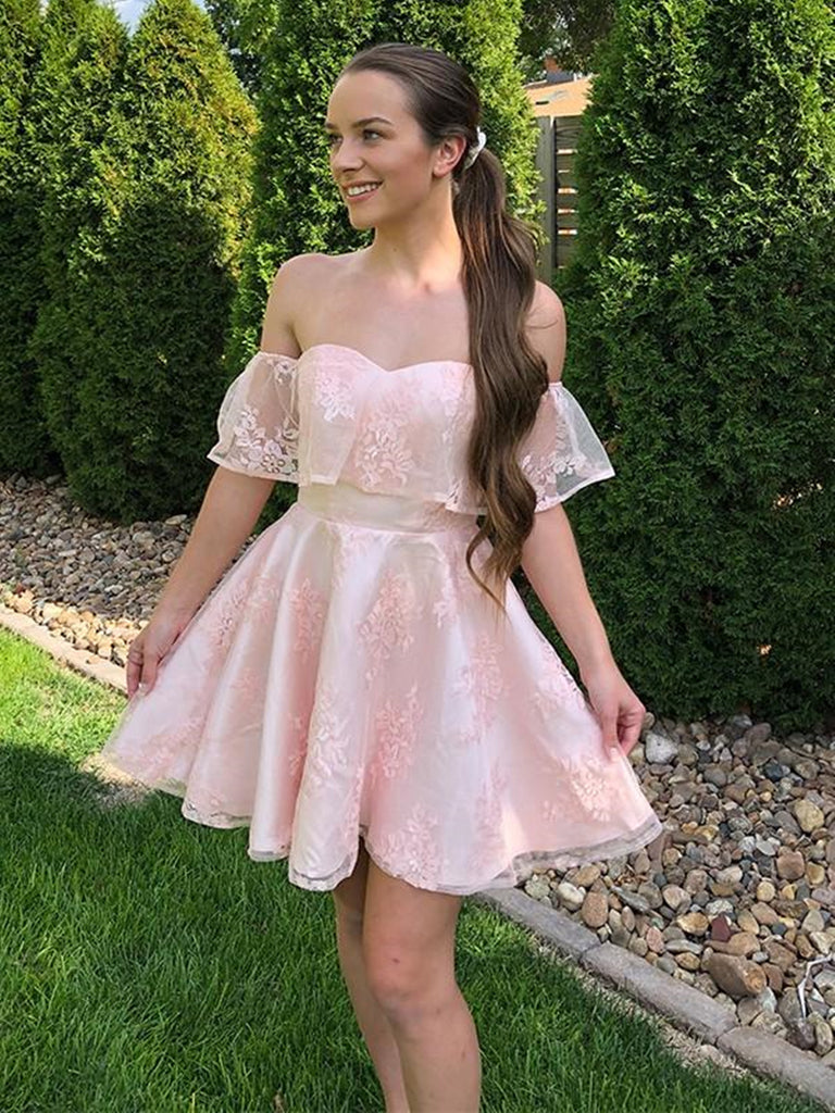 Illustrative example of short pink grad dresses from Google Search