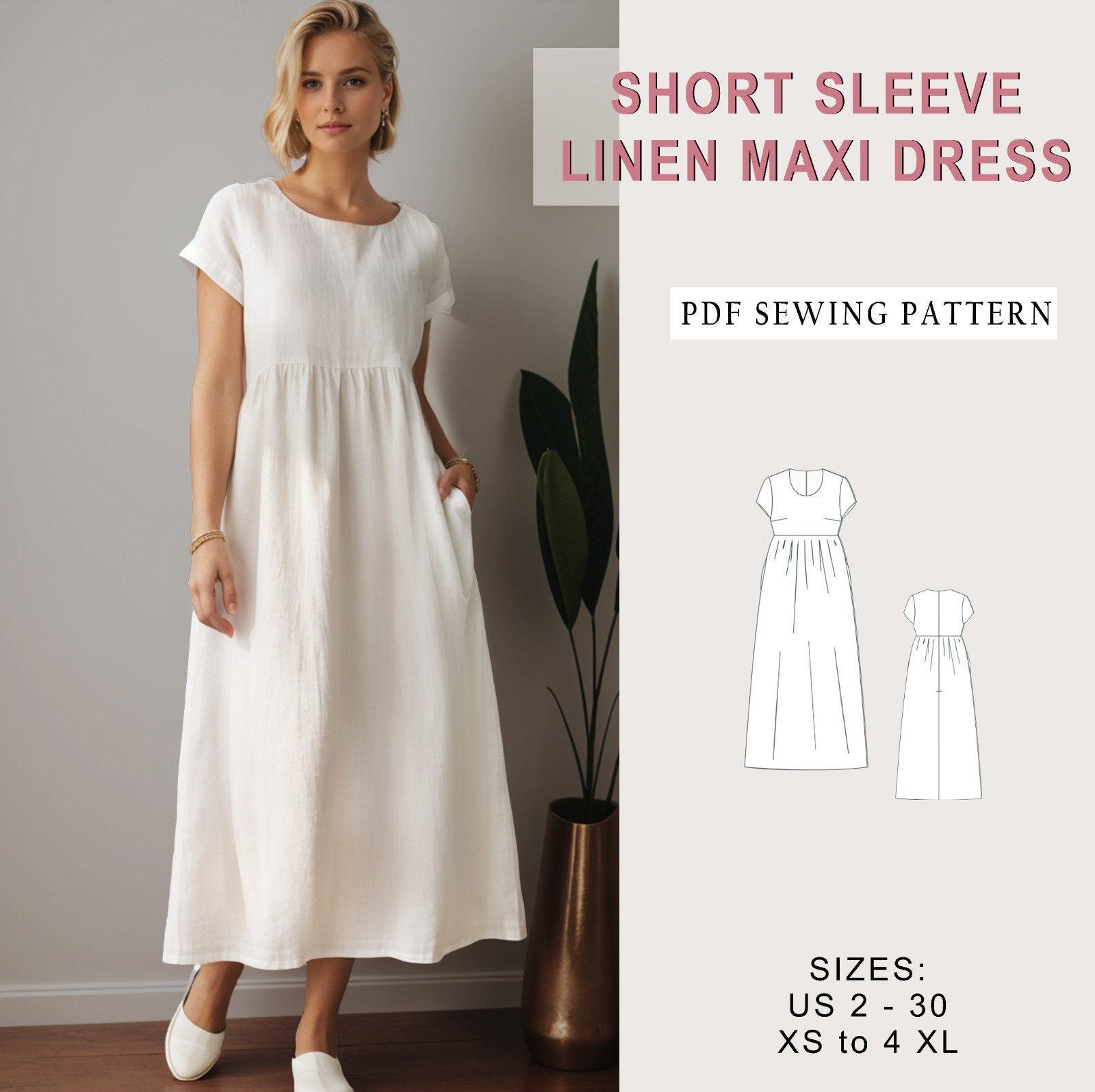 Illustrative example of short sleeve long dress from Google Search