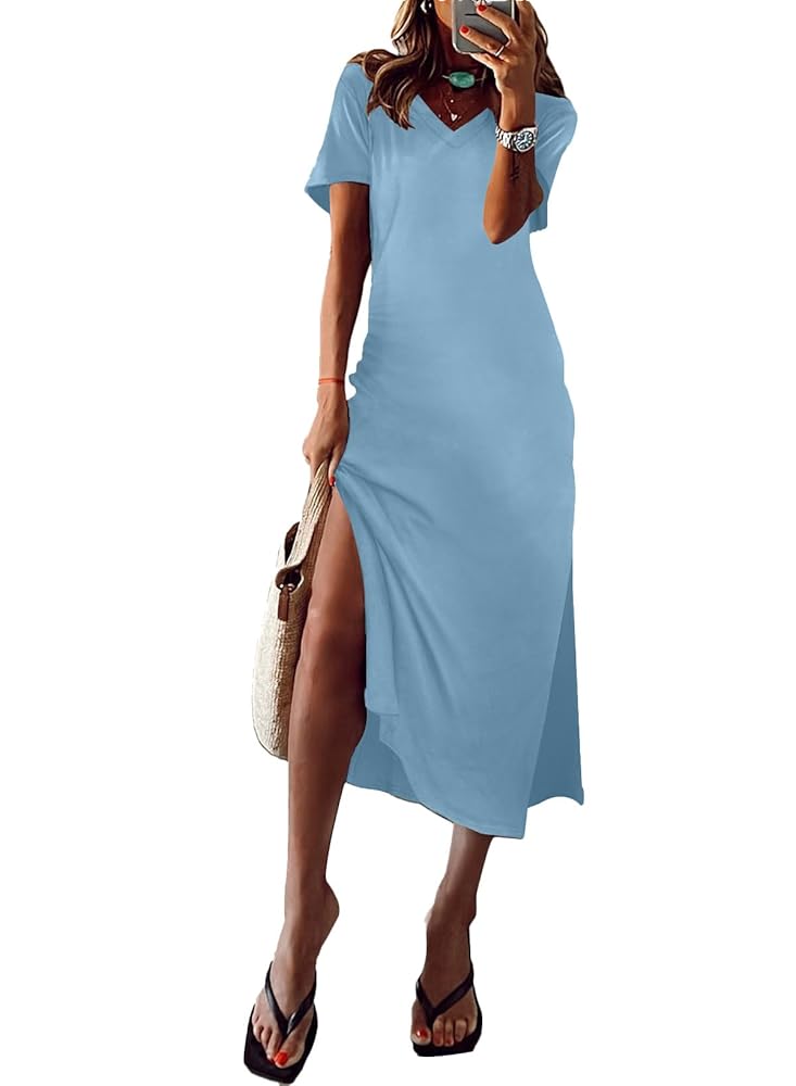 Illustrative example of short sleeve long dress from Google Search